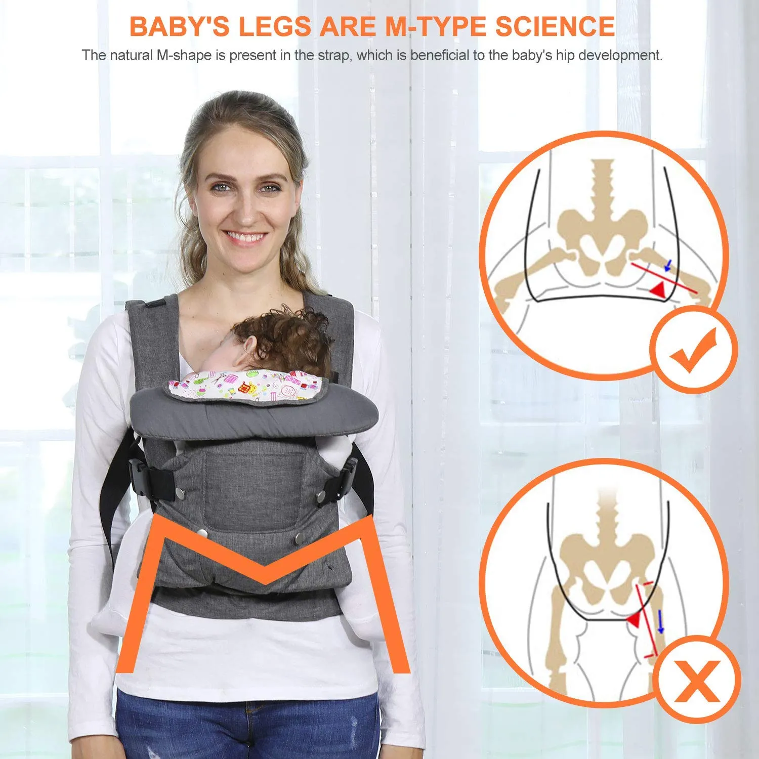 Baby Carrier, Adjustable Baby Carrier Newborn to Toddler Ergonomic Cozy and Lightweight 4-in-1 Toddler Carrier for Newborn, Infant(Grey)