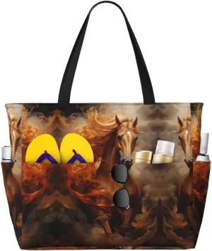 Bad Boy Red Wolf Spacious Large Capacity Beach Travel Bag - Foldable Beach Bag Tote Bag With Zipper