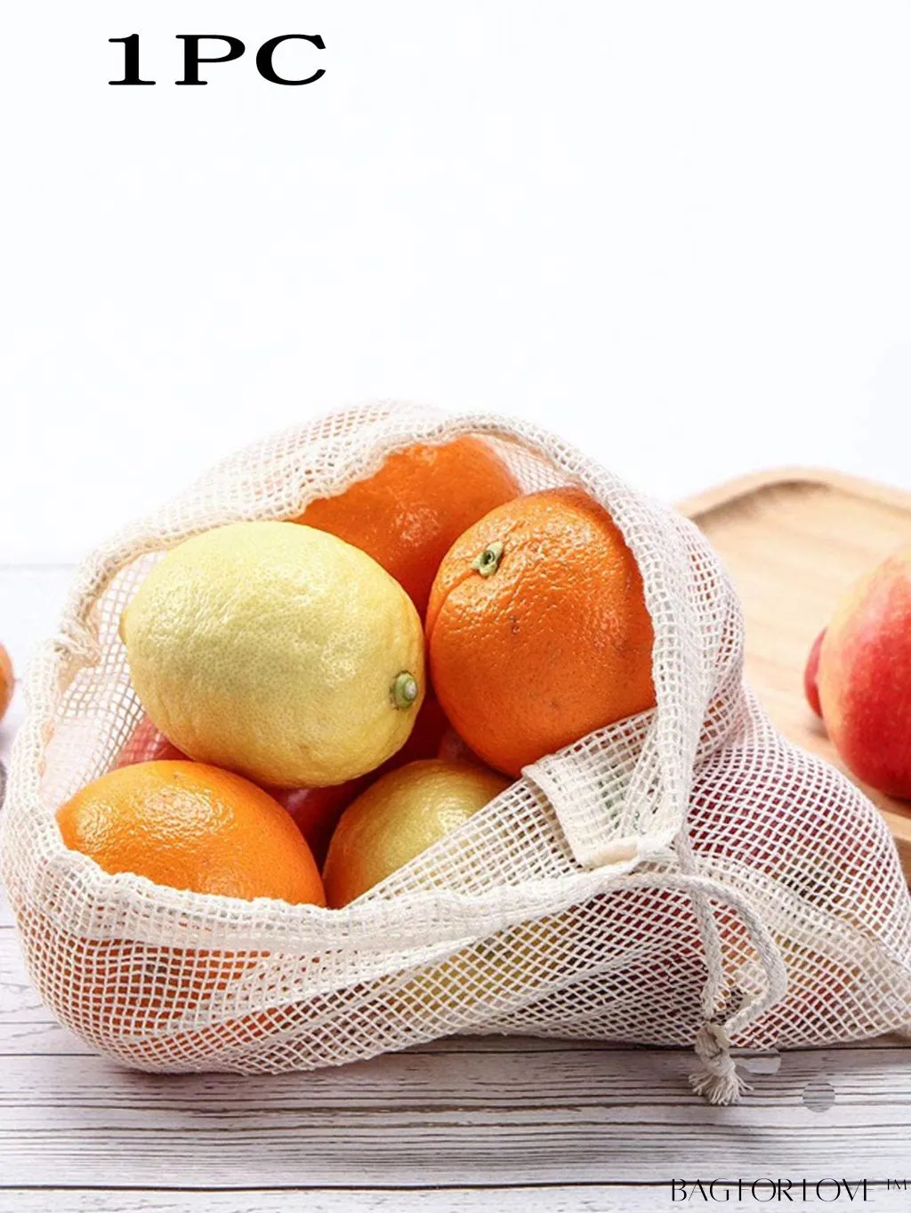 BagForLove - Beige Mesh Fresh Produce Storage Bag - College Dorm Essential for Fruits & Vegetables