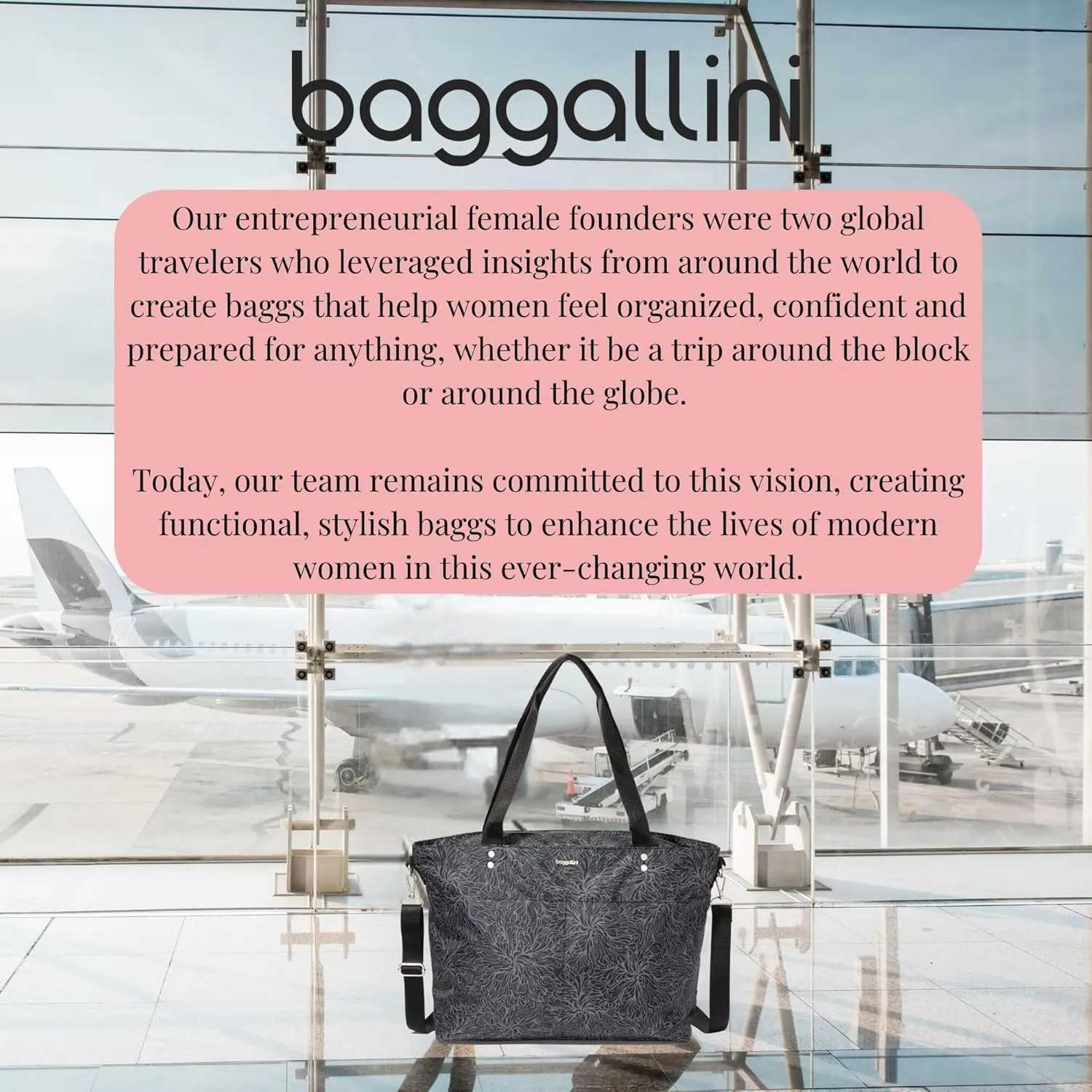 Baggallini Carryall Laptop Tote-Medium 12x19 Inch Travel Crossbody Shoulder Bag