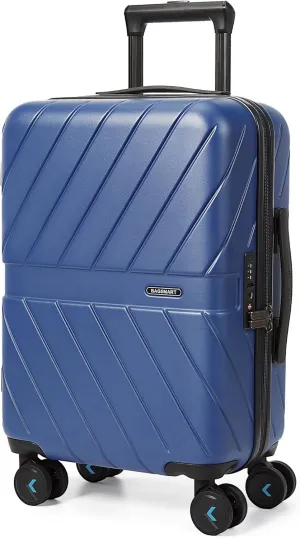 BAGSMART Carry On Luggage 22x14x9 Airline Approved, 1OO% PC Lightweight Carry On Hardside Suitcase, 20 Inch Hard Shell Luggage with Spinner Wheels, Waterproof Rolling Suitcase, Blue
