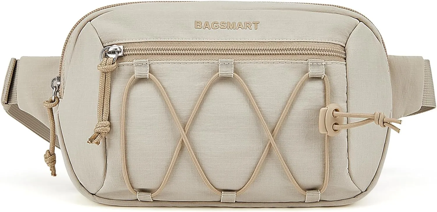 BAGSMART Fanny Packs for Women Small Belt Bag with Adjustable Strap Waist Pack for Running Workout Traveling Hiking, Beige