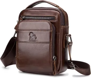 BAIGIO Genuine Leather Small Messenger Bag for Men Shoulder Bag for Ipad Crossbody Bag Men Handbag Satchel Travel Business