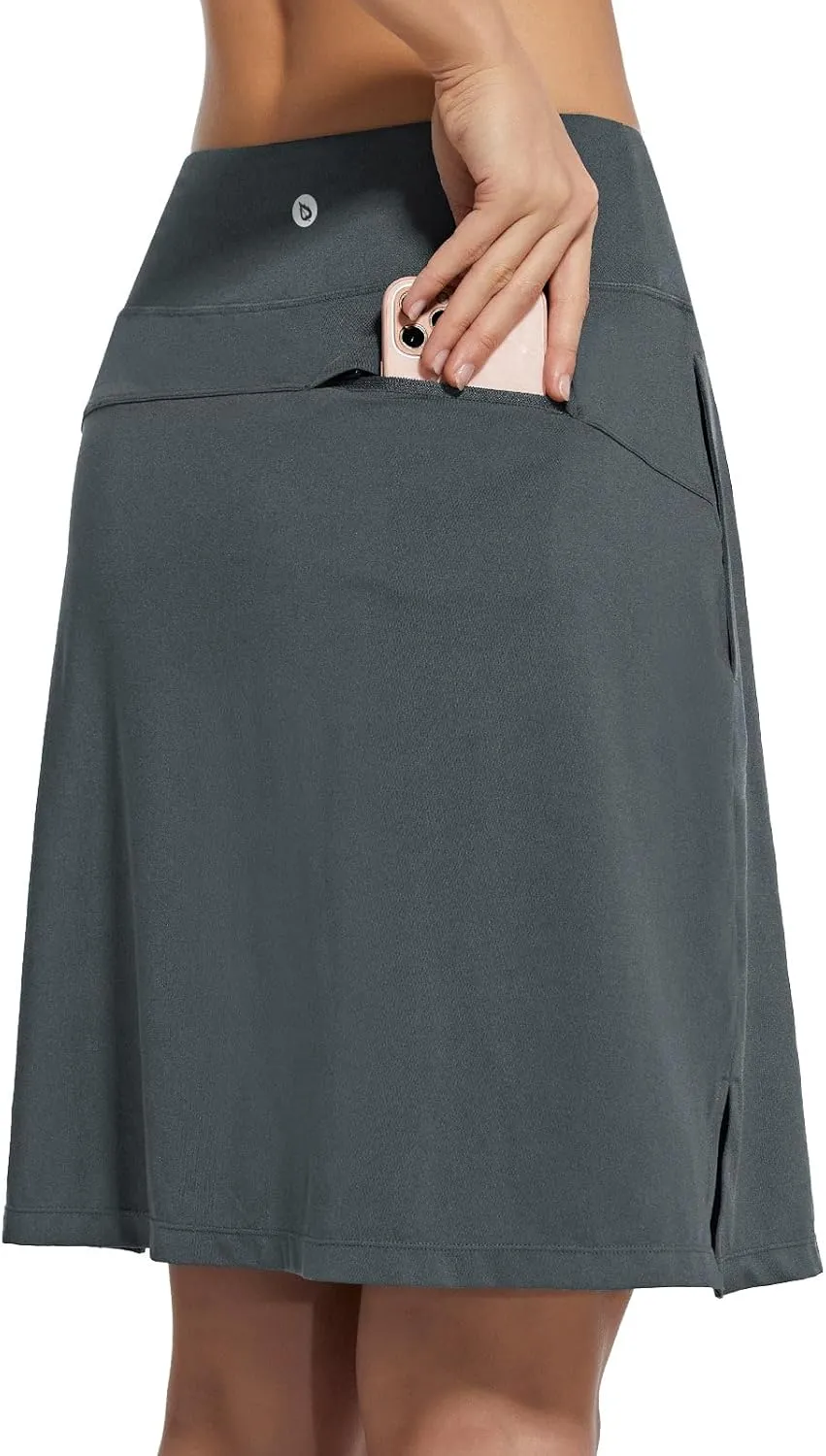 baleaf Women's 20" Golf Skirts Knee Length Skorts Athletic Modest Long Active Casual Pockets UV Protection