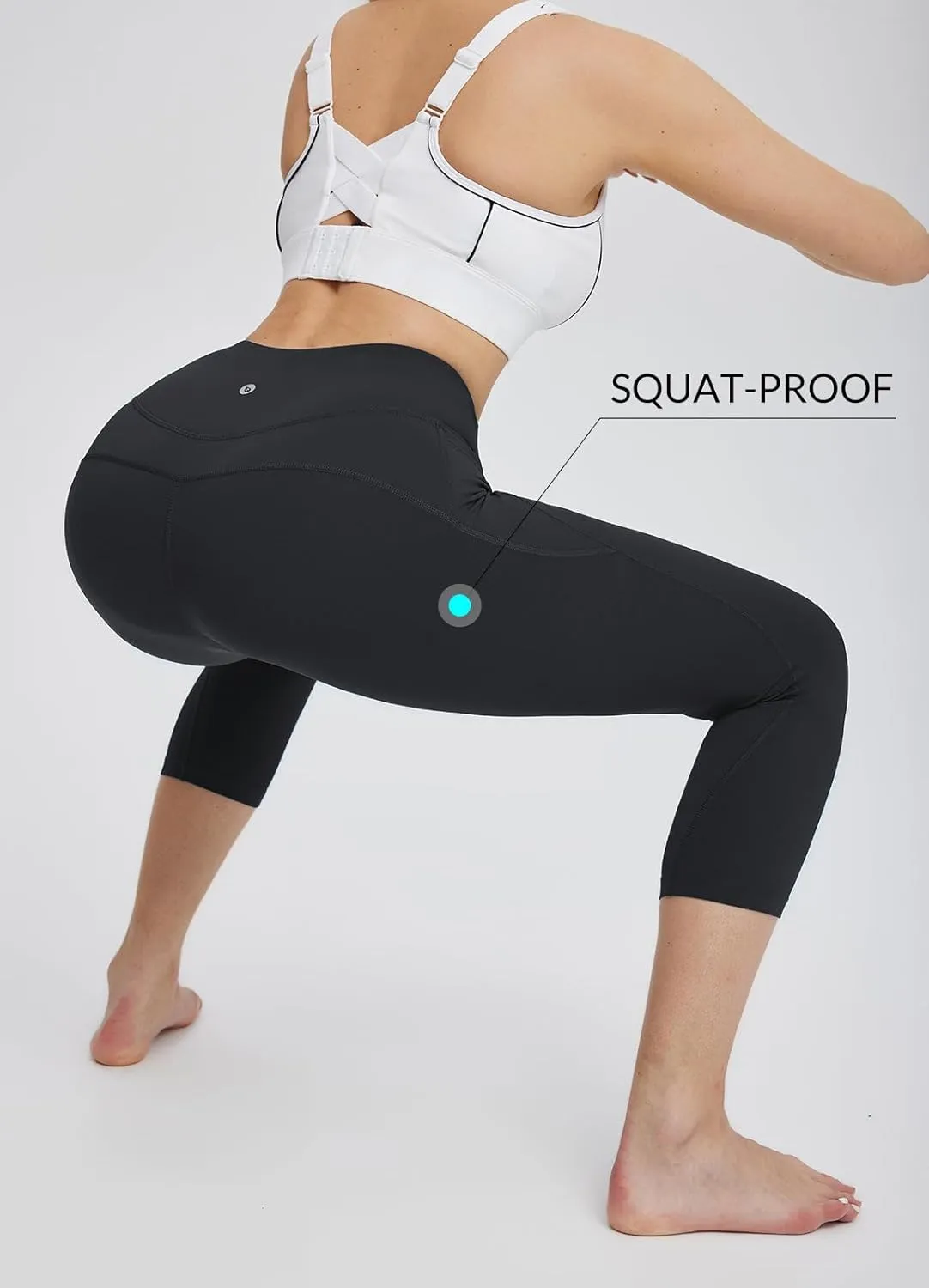 baleaf Women's Capri Leggings with Pockets High Waisted Workout Yoga Running Gym Pants for Casual Summer