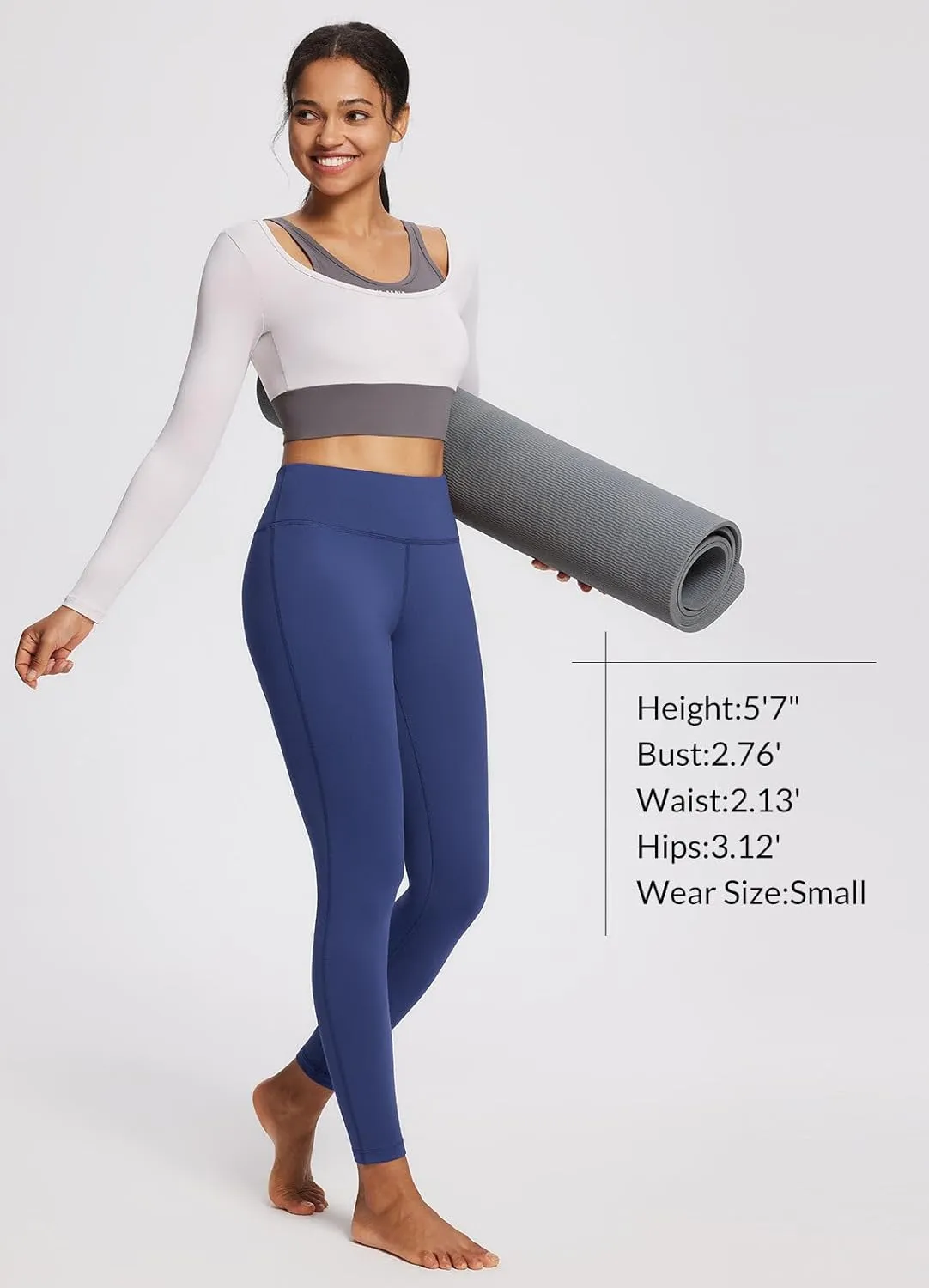 baleaf Women's Petite Fleece Lined Leggings with Pockets, 25" Thermal Winter Warm High Waisted Thick 7/8 Yoga Pants