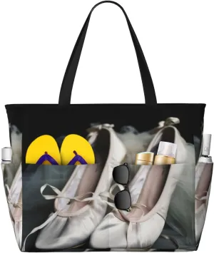 Ballet Shoe printed Large Capacity Beach Travel Bag Ladies Beach Bag Multifunctional Handbag