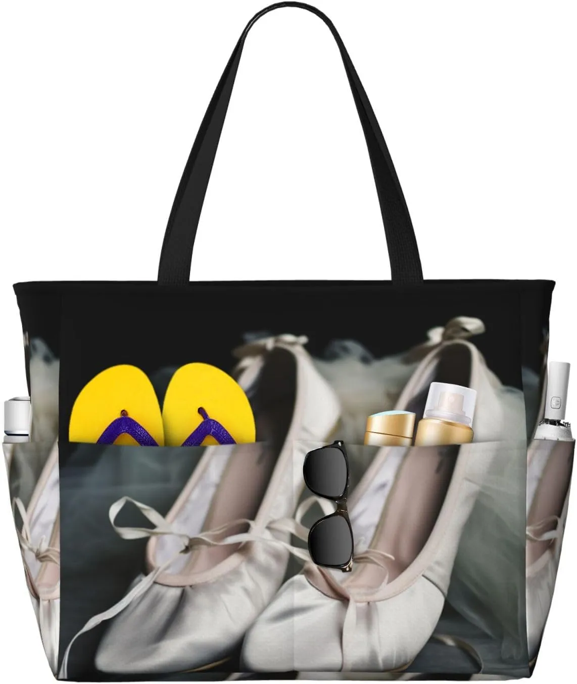 Ballet Shoe printed Large Capacity Beach Travel Bag Ladies Beach Bag Multifunctional Handbag