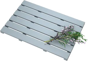 Bamboo Wooden Bath Floor Mat for Luxury Shower - Non-Slip Bathroom Waterproof Carpet for Indoor or Outdoor Use (Bluish Grey)