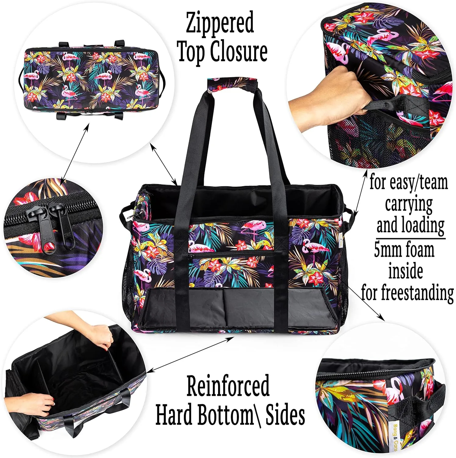 BANG&CARSEN Extra Large Beach Bag With Zipper - XXL Beach Tote Bag For Women With Many Pockets