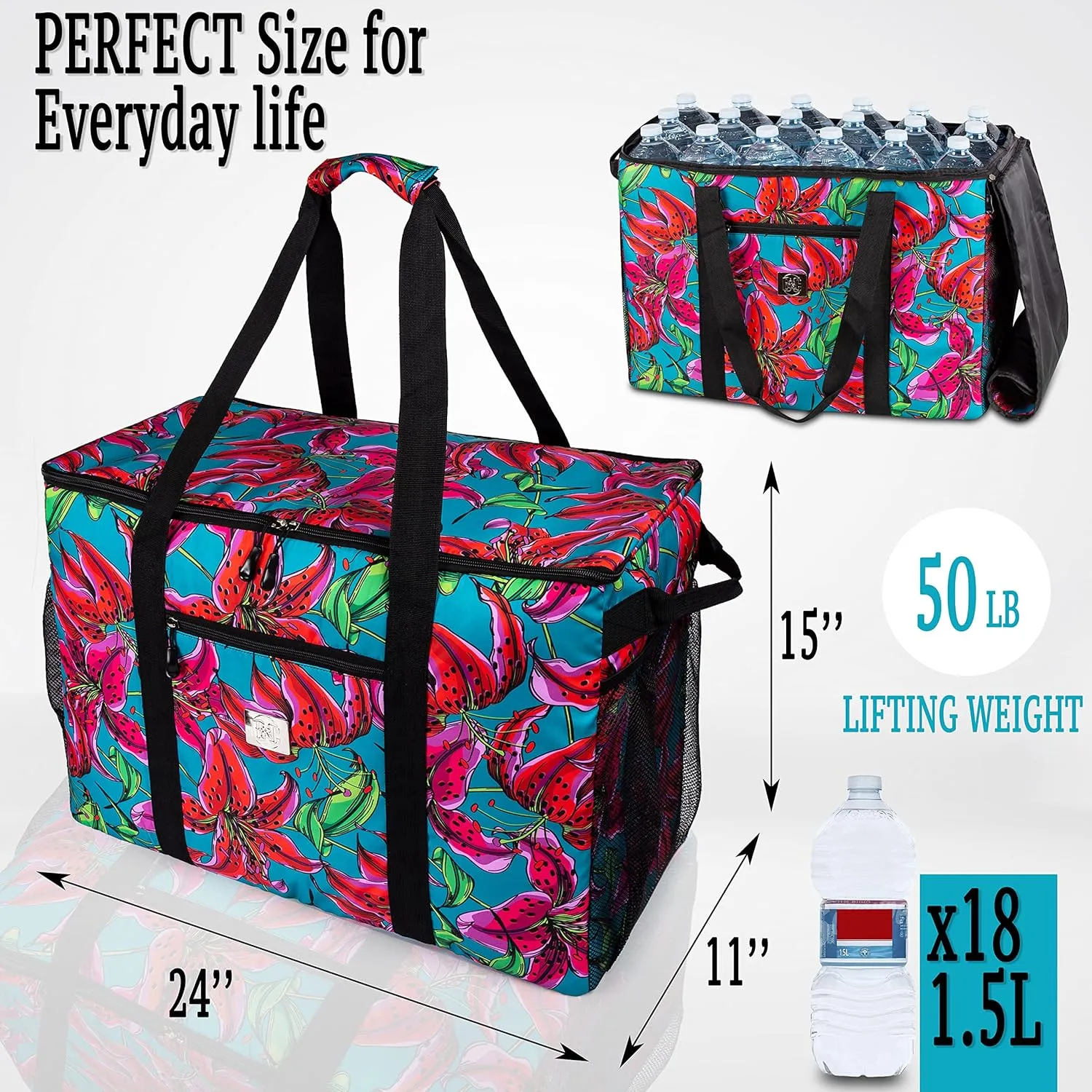 BANG&CARSEN Extra Large Beach Bag With Zipper - XXL Beach Tote Bag For Women With Many Pockets