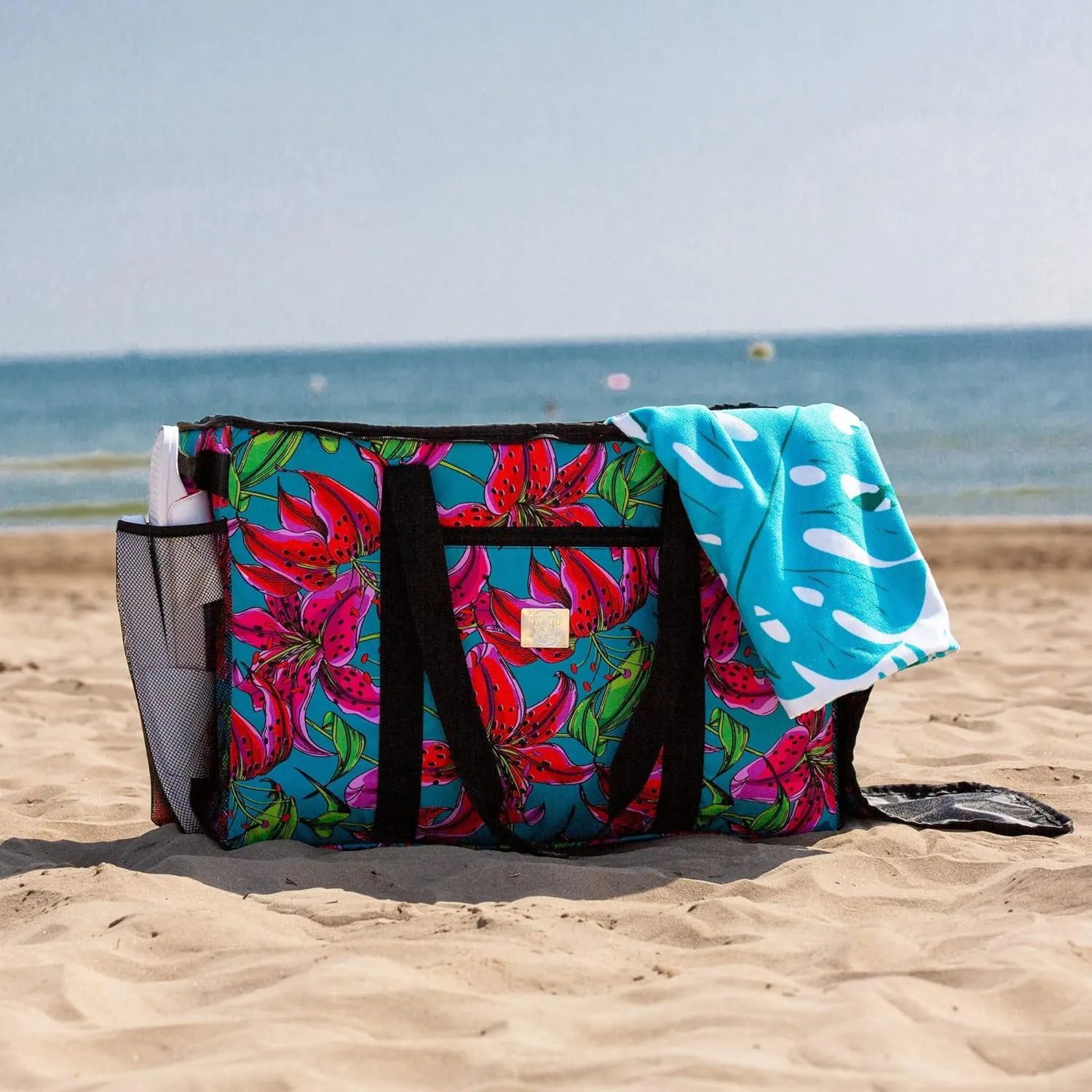 BANG&CARSEN Extra Large Beach Bag With Zipper - XXL Beach Tote Bag For Women With Many Pockets
