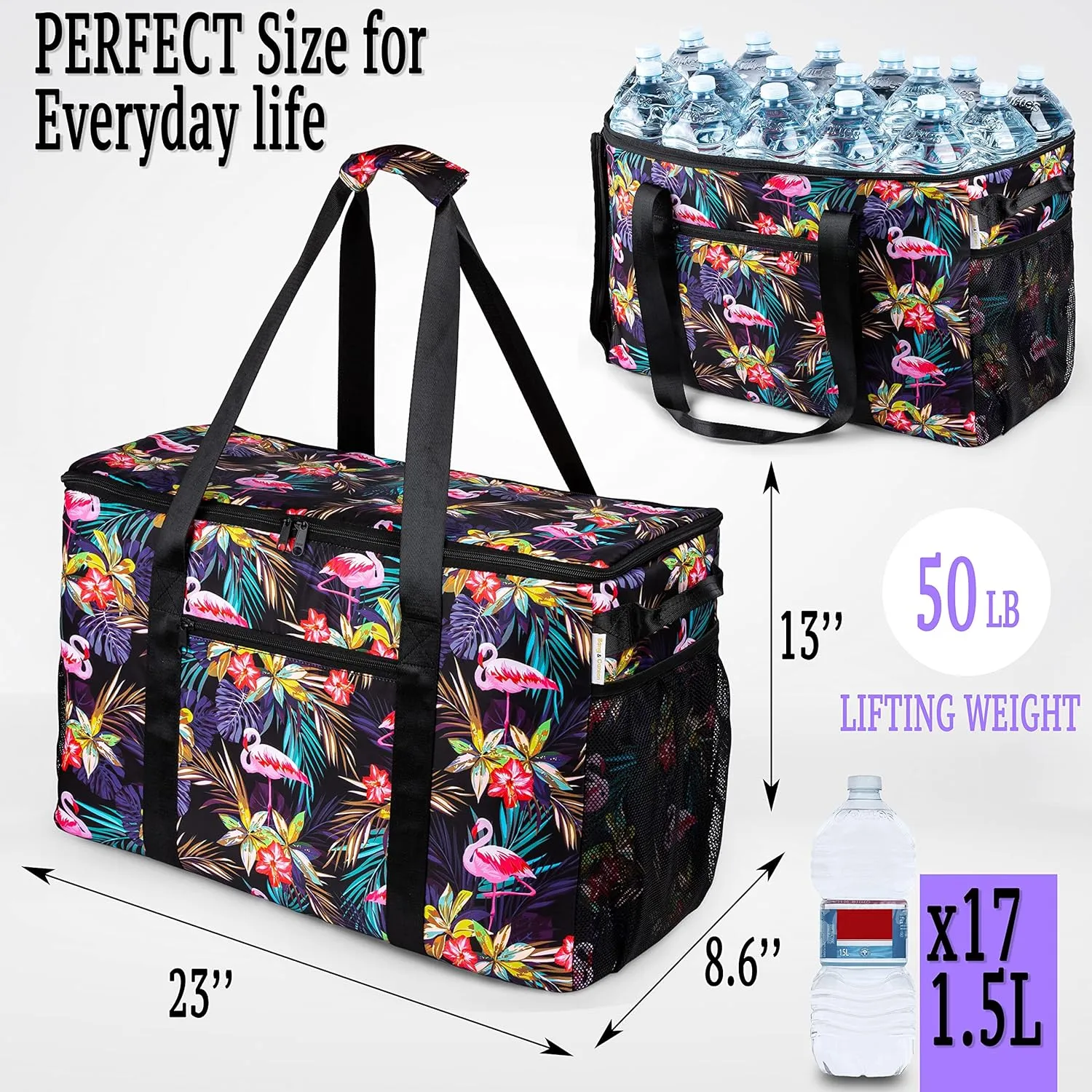 BANG&CARSEN Extra Large Beach Bag With Zipper - XXL Beach Tote Bag For Women With Many Pockets