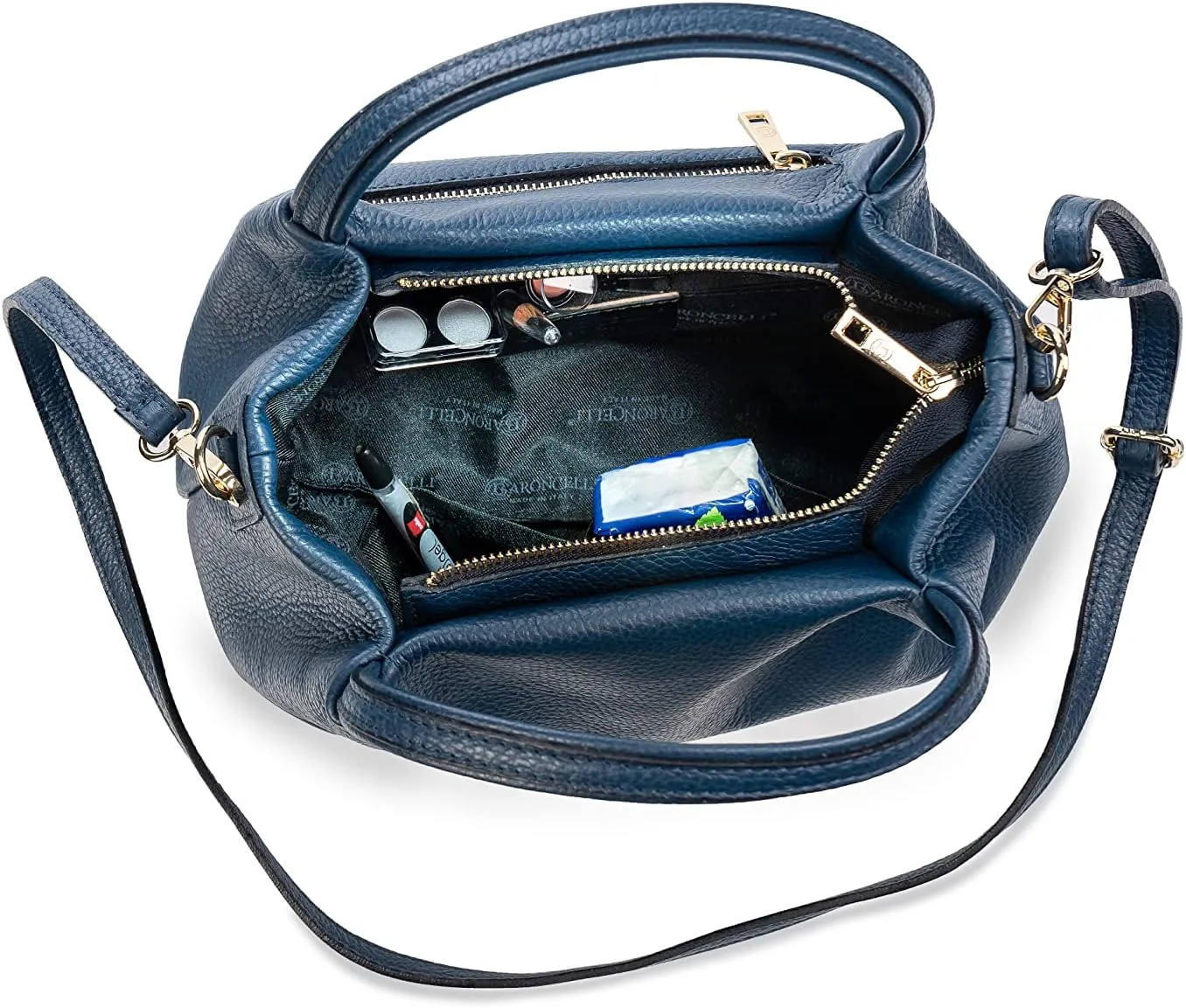 Baroncelli Italian Leather Purse for Women Genuine Soft Leather Medium Size Shoulder Crossbody Bag Made in Italy