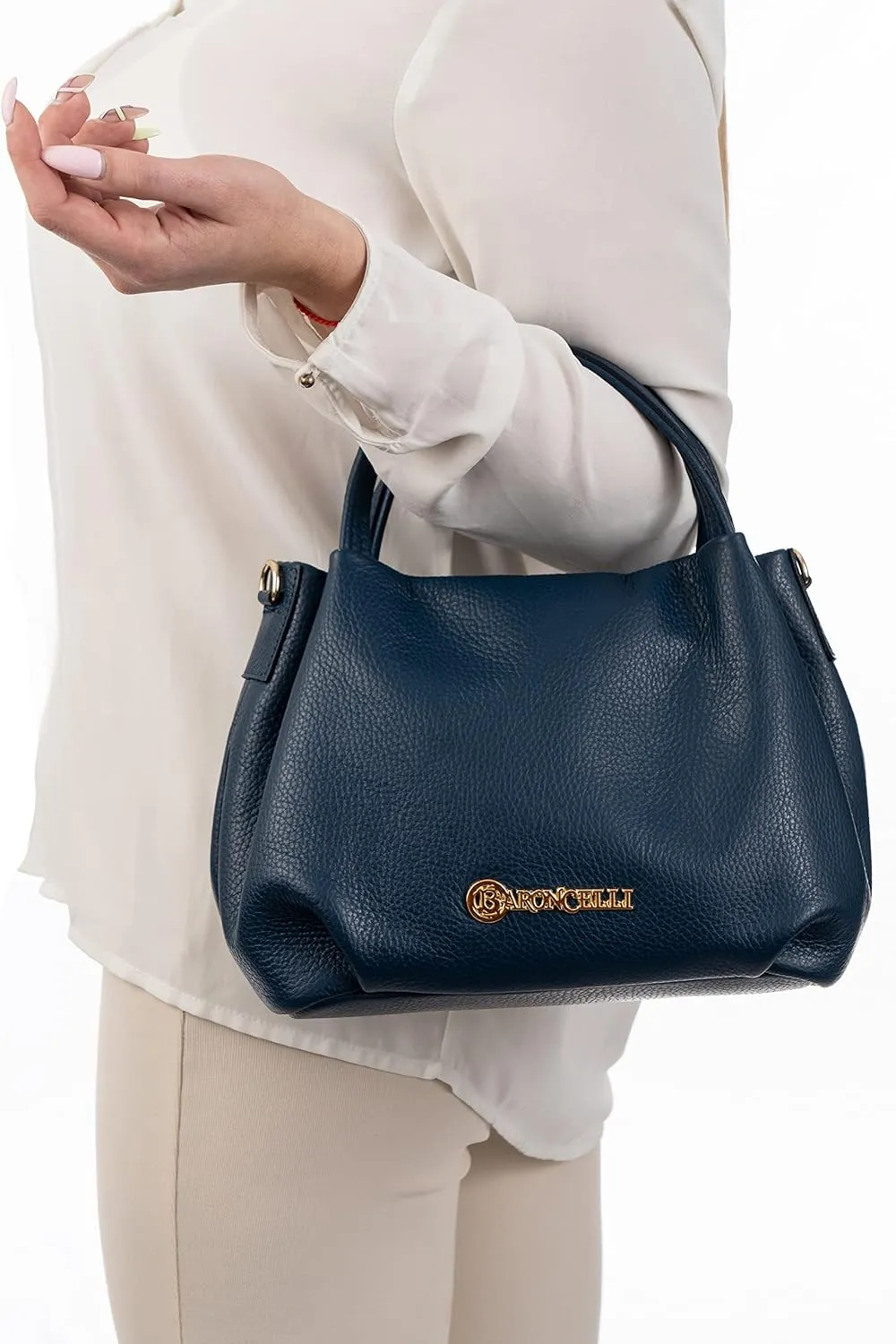Baroncelli Italian Leather Purse for Women Genuine Soft Leather Medium Size Shoulder Crossbody Bag Made in Italy