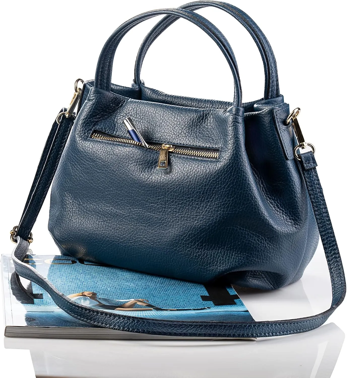 Baroncelli Italian Leather Purse for Women Genuine Soft Leather Medium Size Shoulder Crossbody Bag Made in Italy