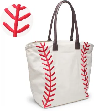 Baseball Handbag for Woman Shopping Handbag Travel Handbag Canvas Casual Handbag with Softball Gym Shoulder Handbag
