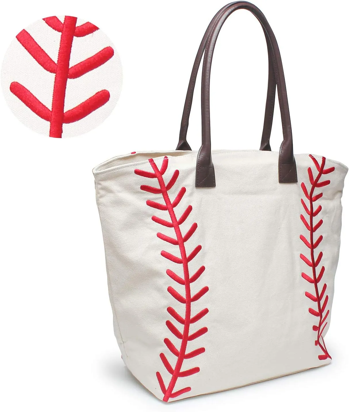 Baseball Handbag for Woman Shopping Handbag Travel Handbag Canvas Casual Handbag with Softball Gym Shoulder Handbag