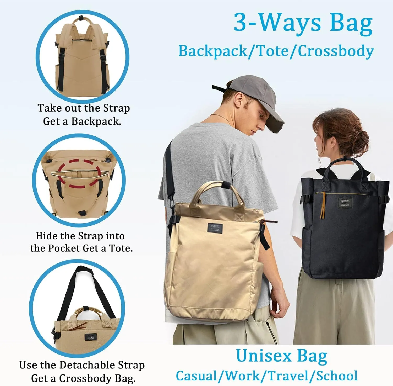 BASICPOWER Backpack Purse for Women Tote Bag Travel Laptop Bookbag Work Nurse Teacher Bag 15.6-in Computer Navy