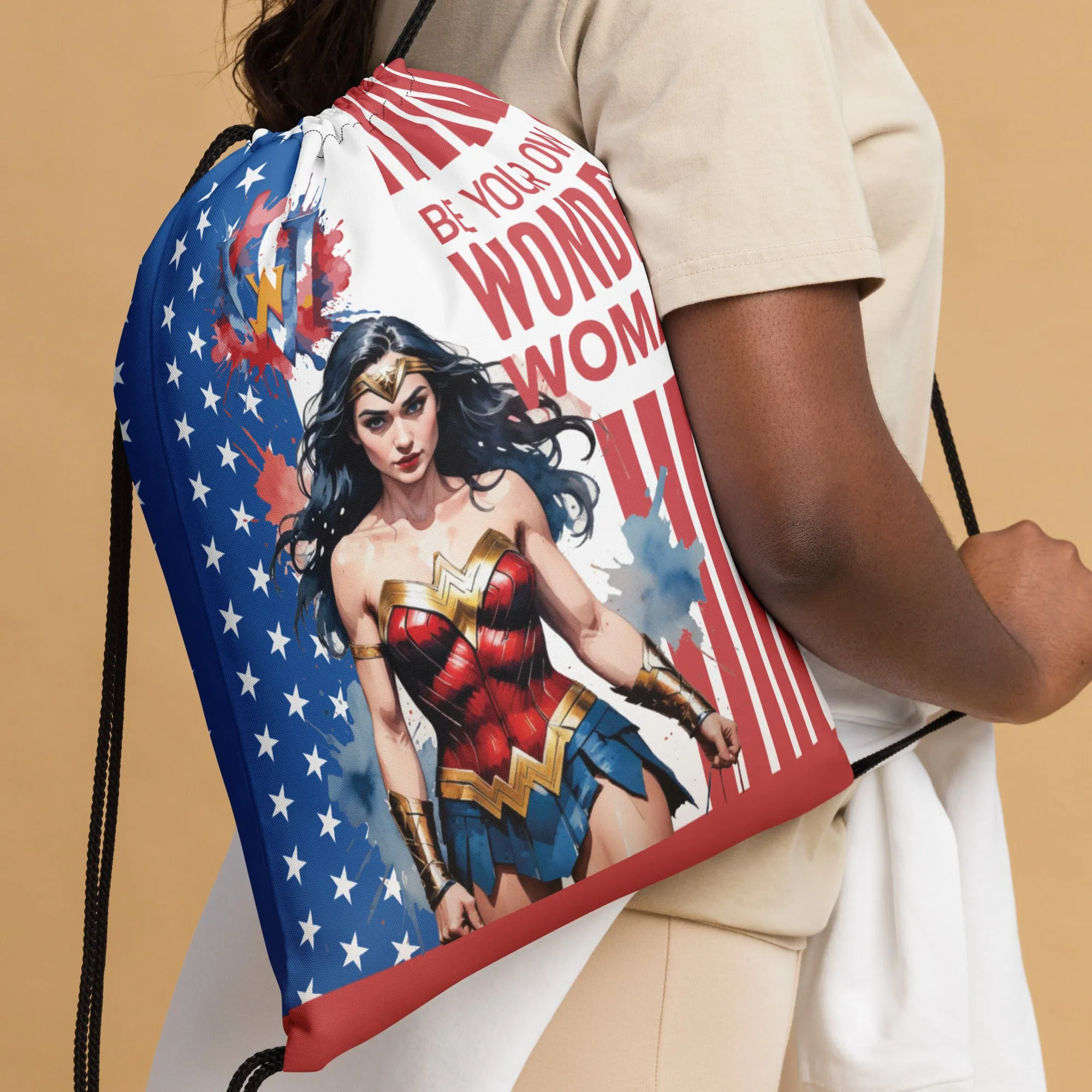 Be Your Own Wonder Woman Drawstring Bag