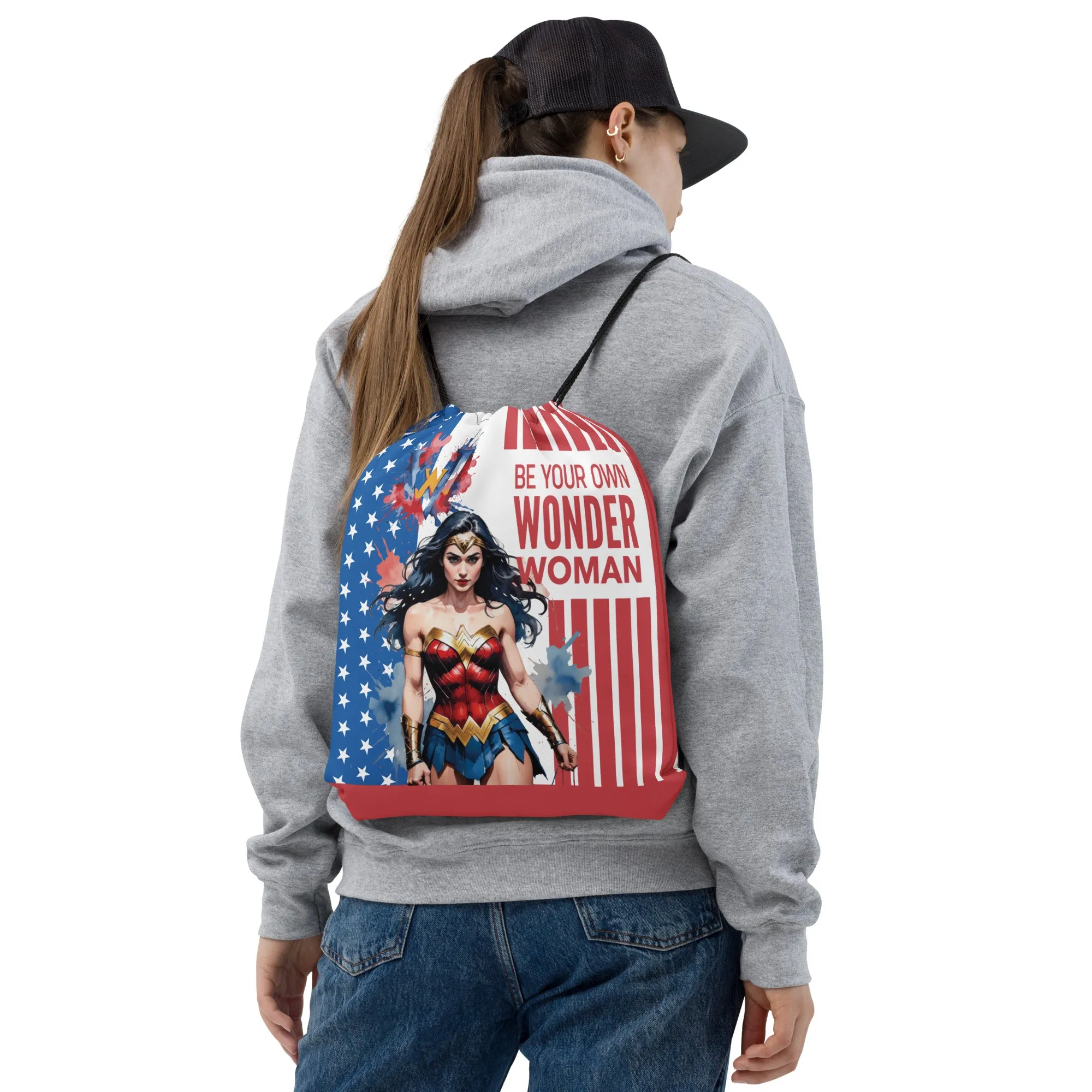 Be Your Own Wonder Woman Drawstring Bag
