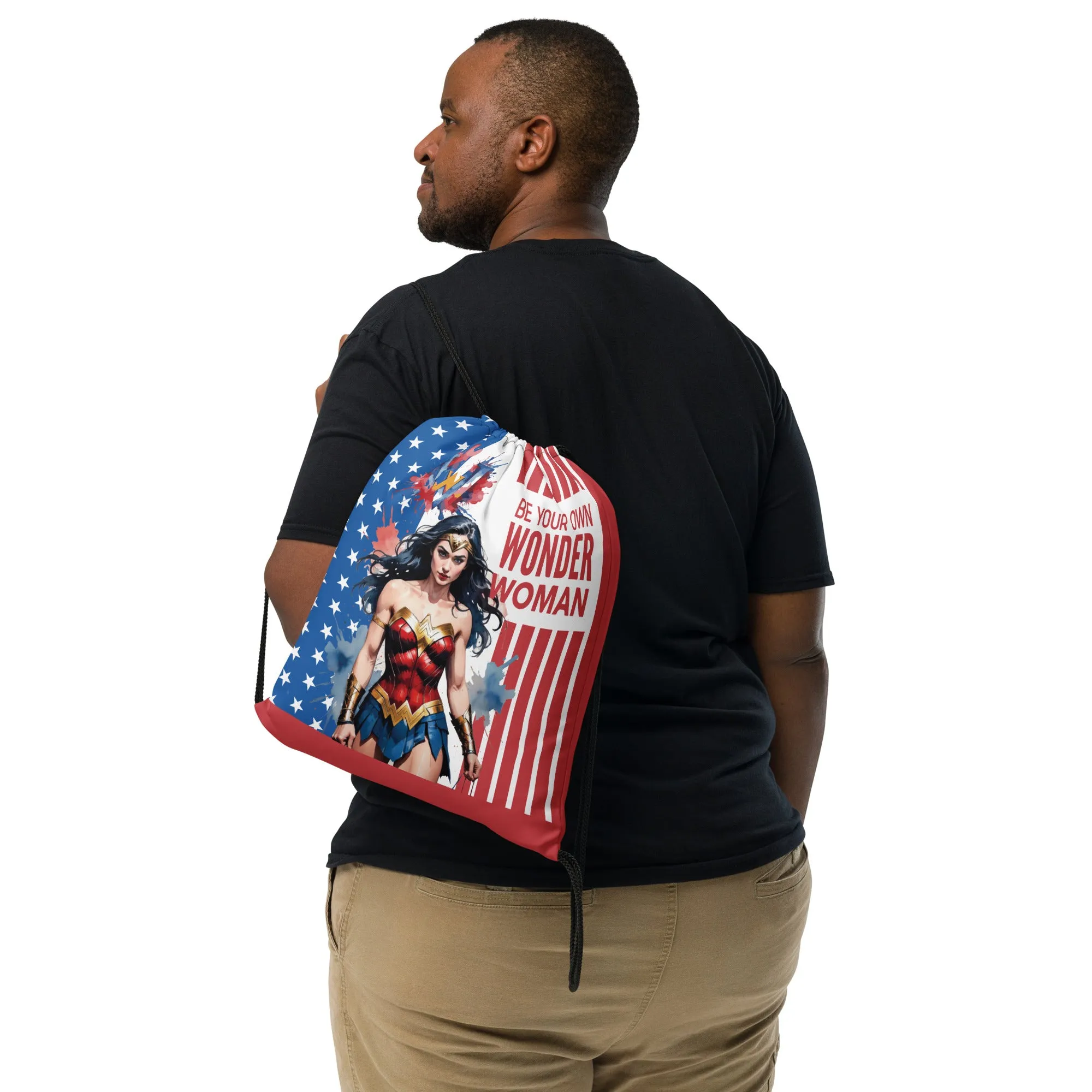 Be Your Own Wonder Woman Drawstring Bag