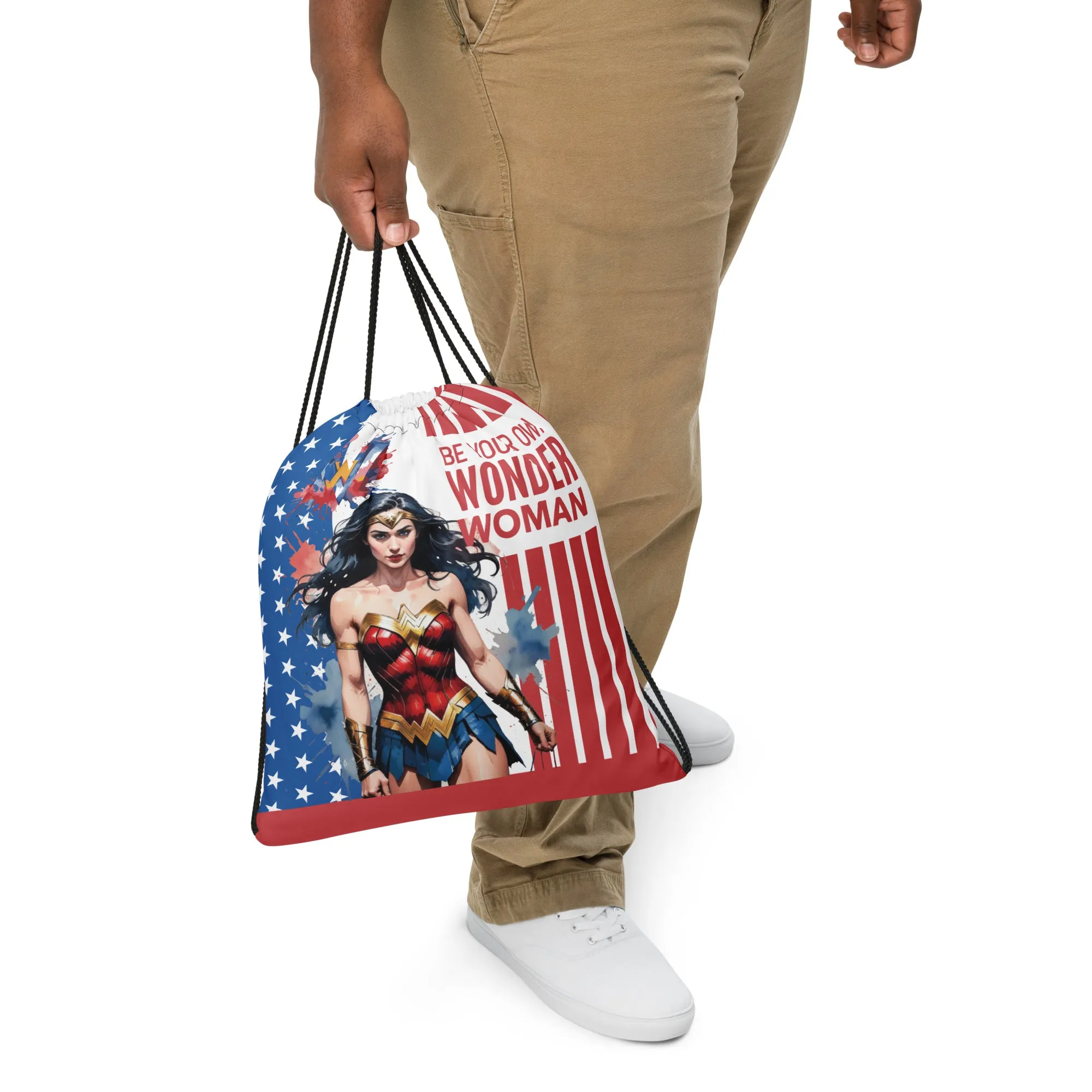 Be Your Own Wonder Woman Drawstring Bag