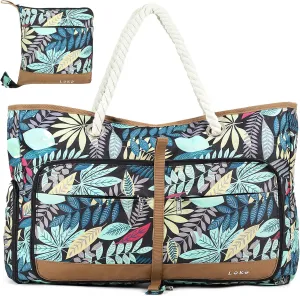 Beach Bag for Women - 35L Large Tote Bag, Waterproof & Sandproof, Zippered Carry On Bag for Pool, Beach & Travel