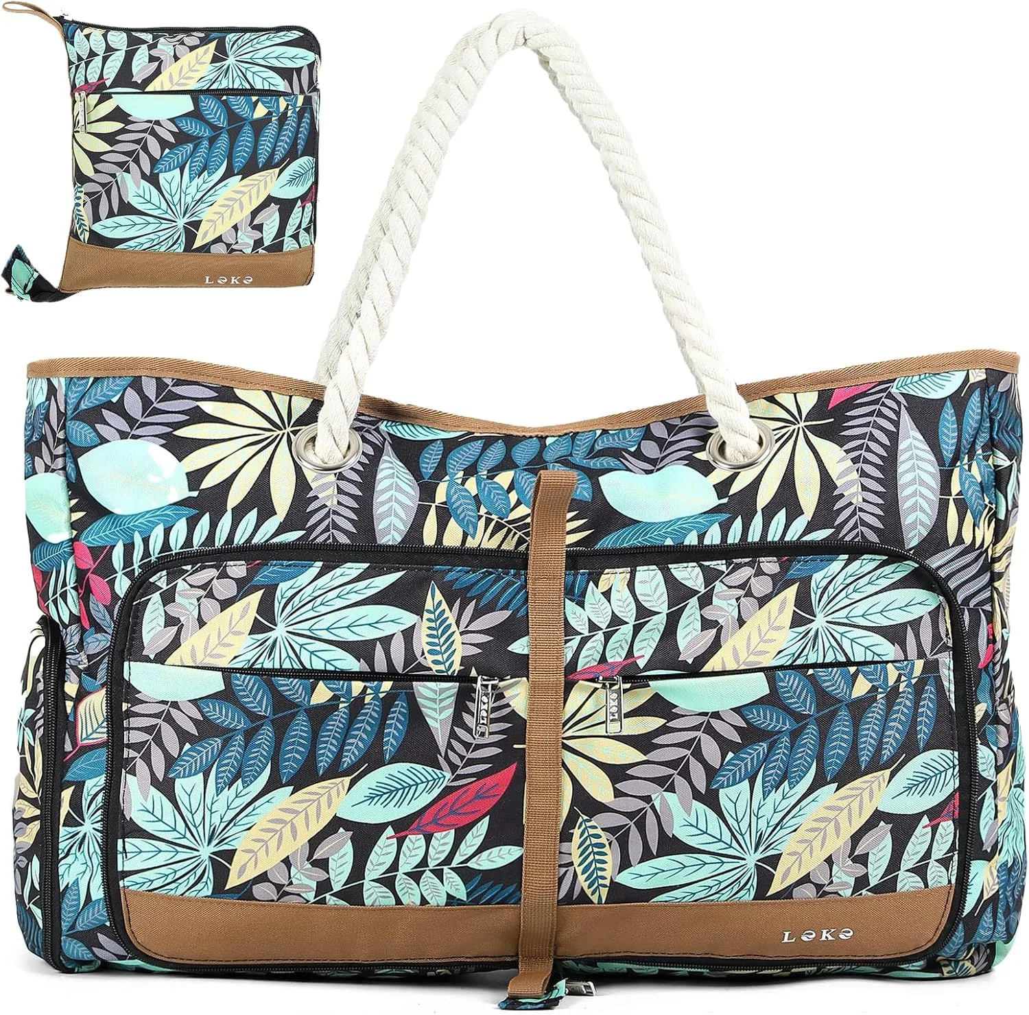 Beach Bag for Women - 35L Large Tote Bag, Waterproof & Sandproof, Zippered Carry On Bag for Pool, Beach & Travel