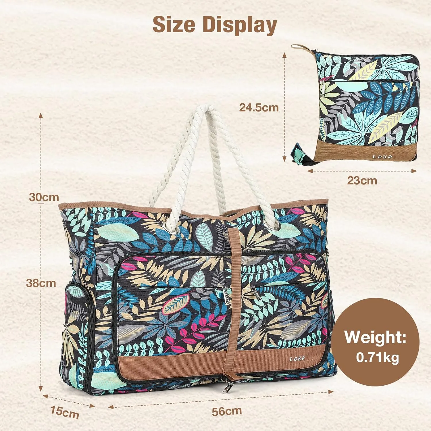 Beach Bag for Women - 35L Large Tote Bag, Waterproof & Sandproof, Zippered Carry On Bag for Pool, Beach & Travel