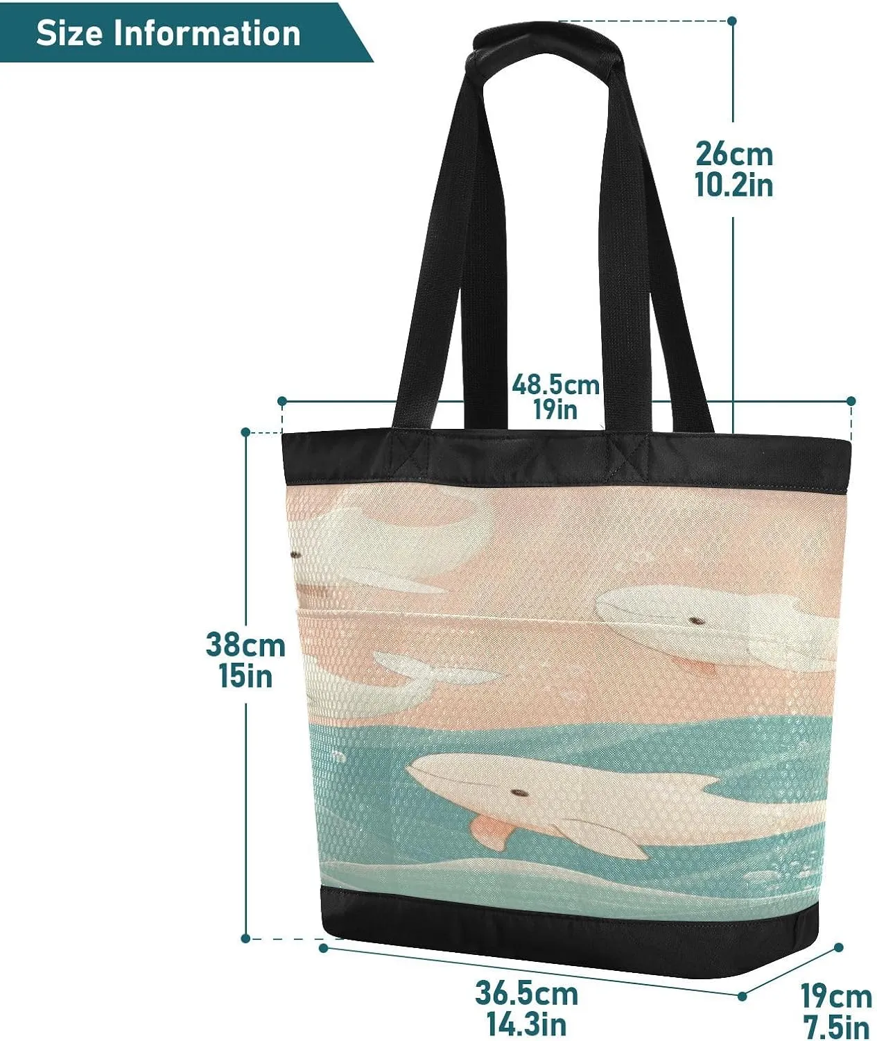 Beach Bag for Women Waterproof Sandproof Mesh Beach Tote Bag with Zipper and Pockets 1G