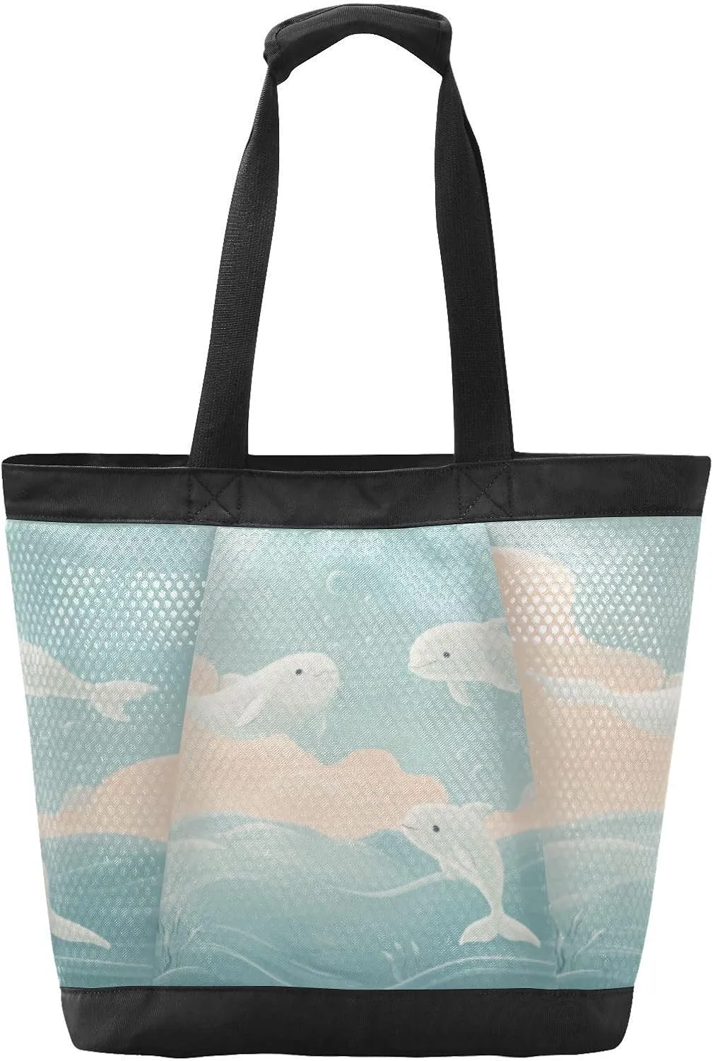 Beach Bag for Women Waterproof Sandproof Mesh Beach Tote Bag with Zipper and Pockets 1G