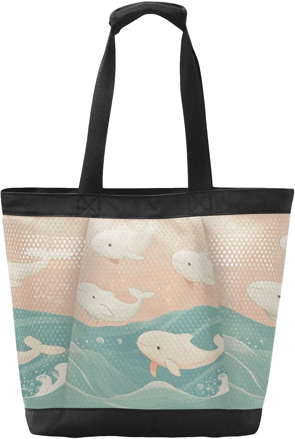 Beach Bag for Women Waterproof Sandproof Mesh Beach Tote Bag with Zipper and Pockets 1G