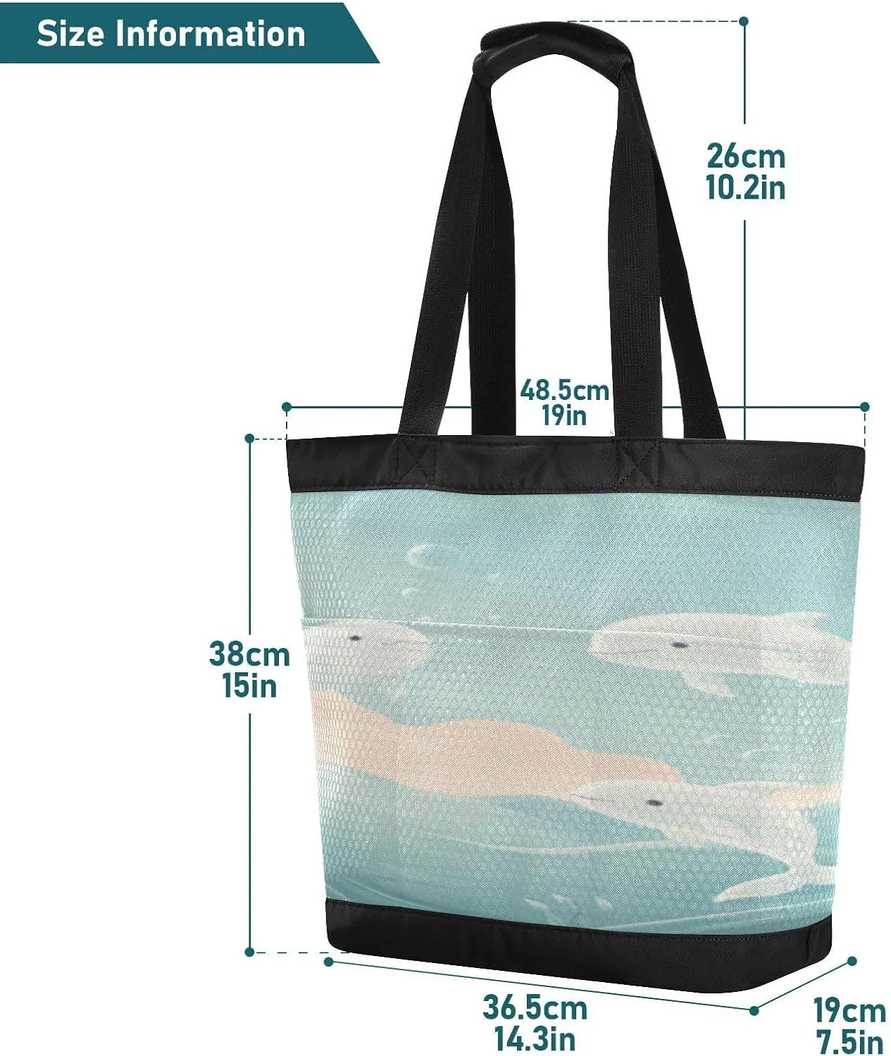 Beach Bag for Women Waterproof Sandproof Mesh Beach Tote Bag with Zipper and Pockets 1G