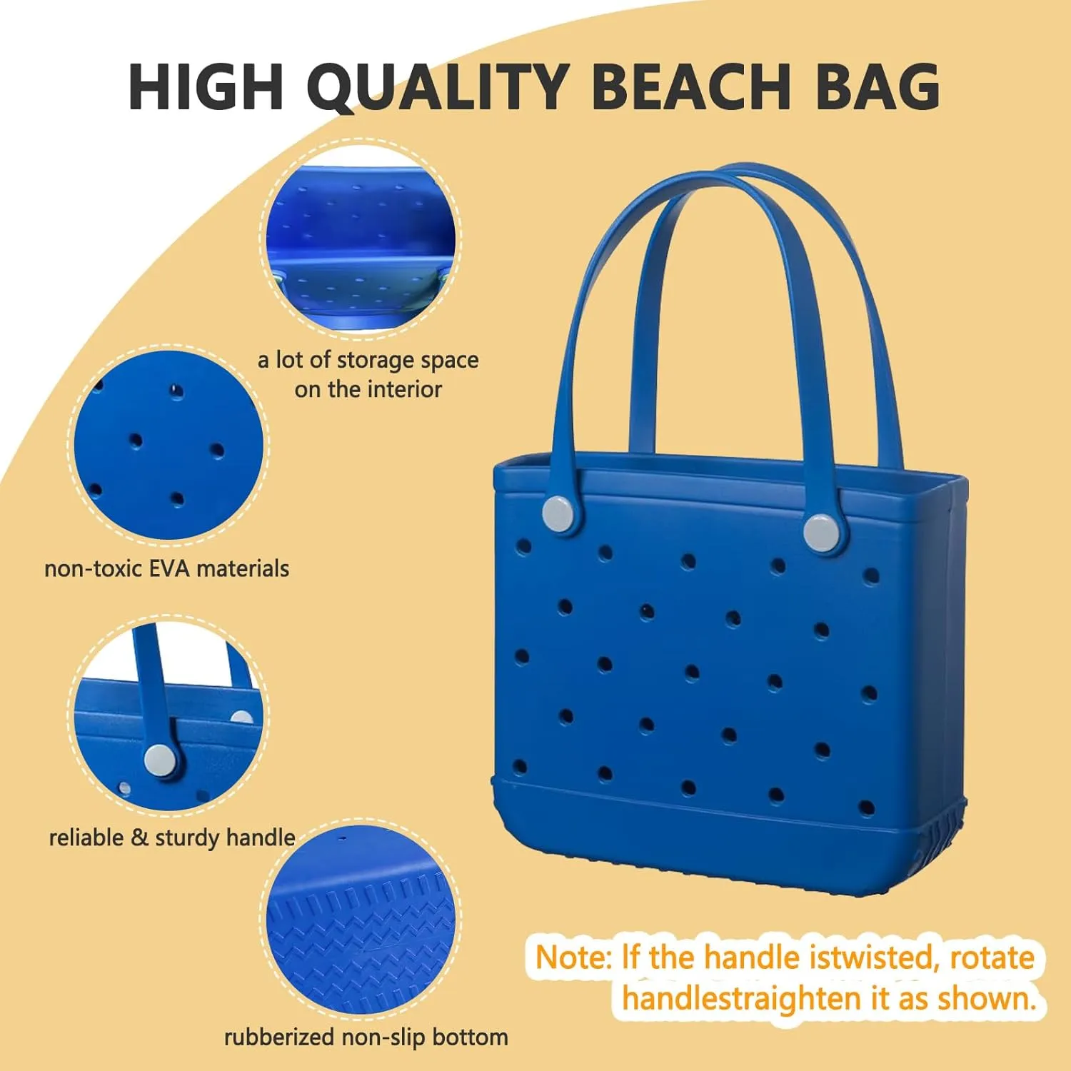 Beach Bag Rubber Small Tote Bag, Fashion Travel Bag for Women, Waterproof Handbag for Sports, Pool, Beach