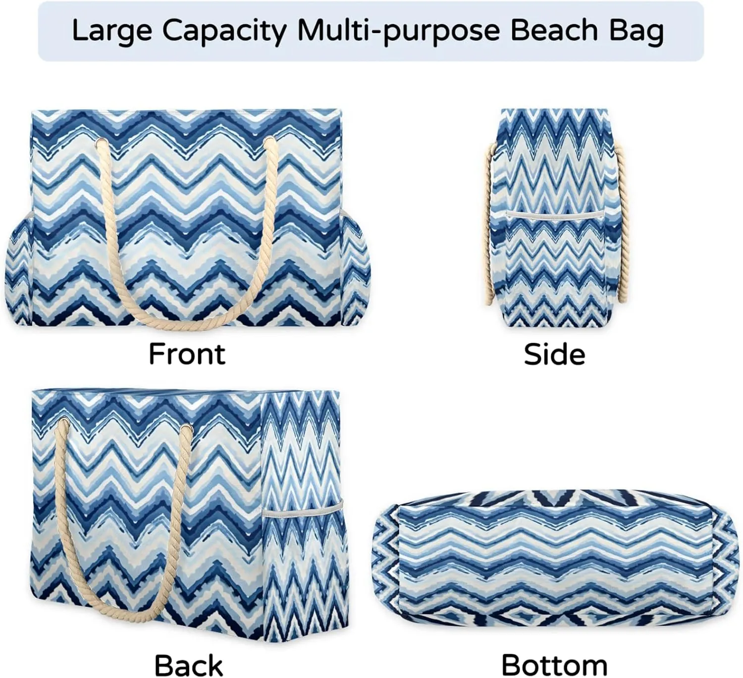 Beach Bags for Women Large Beach Tote Bag, Waterproof Sandproof Swim Pool Bag with Zipper