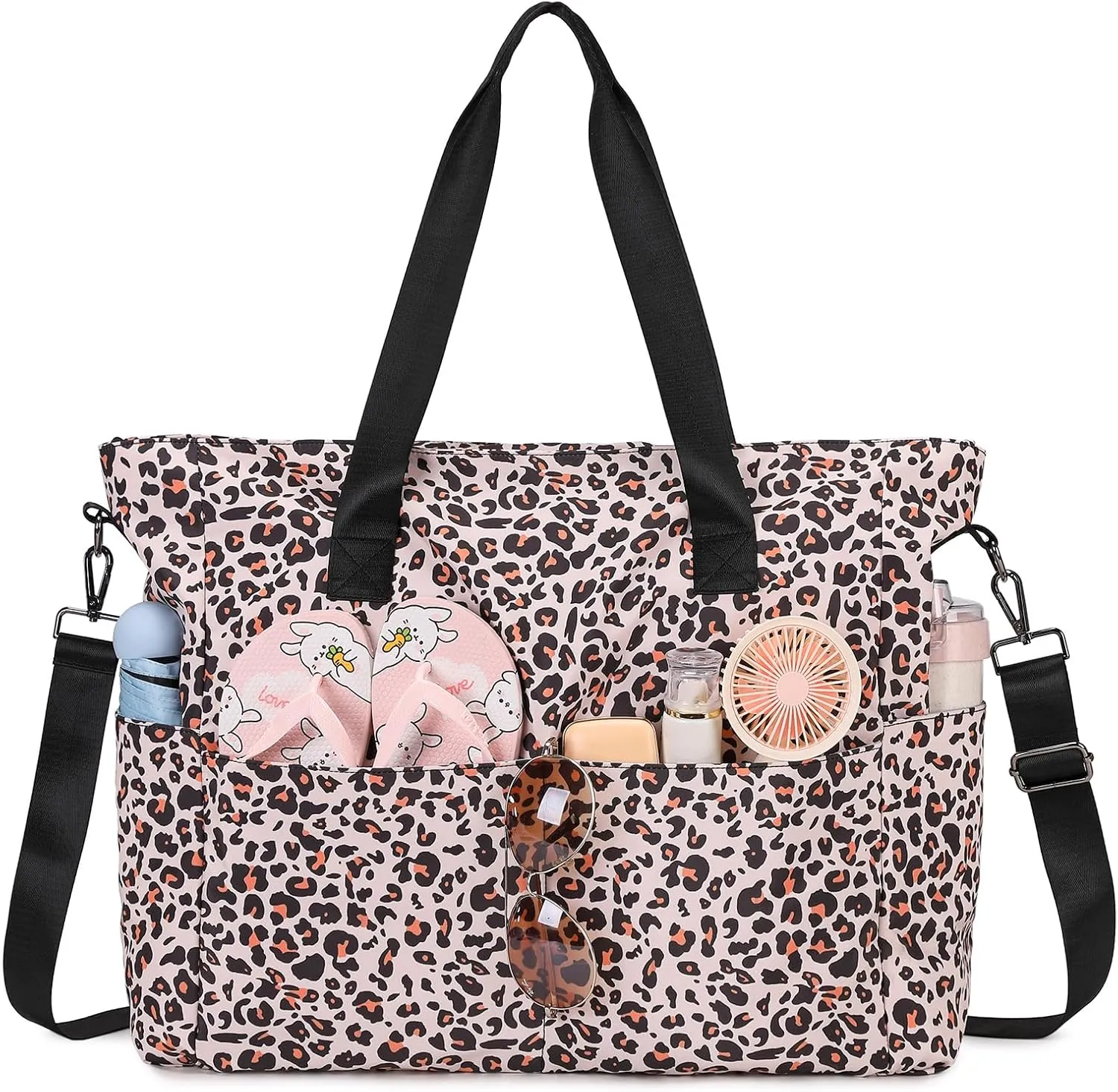 Beach Bags for Women, Large Waterproof Sandproof Swim Pool Bag with Dry Wet Seperated Pocket Utility Tote Bag