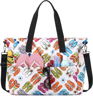 Beach Bags for Women, Large Waterproof Sandproof Swim Pool Bag with Dry Wet Seperated Pocket Utility Tote Bag
