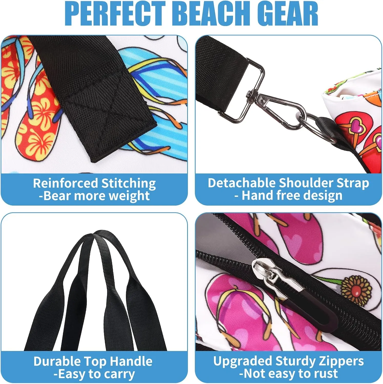 Beach Bags for Women, Large Waterproof Sandproof Swim Pool Bag with Dry Wet Seperated Pocket Utility Tote Bag