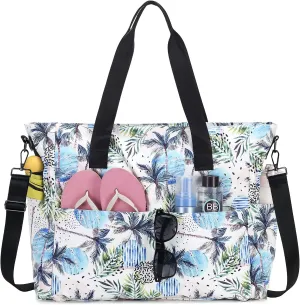 Beach Bags for Women, Large Waterproof Sandproof Swim Pool Bag with Dry Wet Seperated Pocket Utility Tote Bag