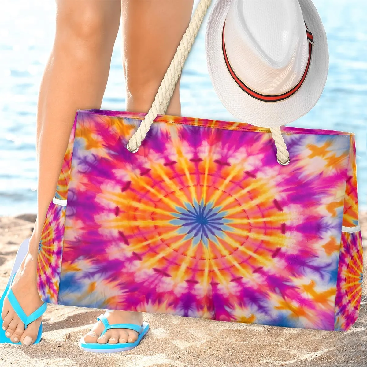 Beach Bags for Women Waterproof Sandproof Large Beach Tote Bag with Zipper Swim Pool Bag for Travel Outdoor