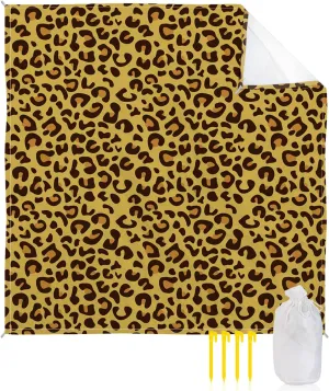 Beach Blanket Sandproof, Animal Skin Texture Yellow Leopard Print Waterproof Beach Mat Lightweight Quick Drying Picnic Blanket Beach Essentials for Travel Camping Hiking 95x80in