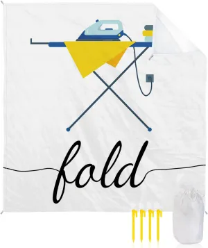 Beach Blanket Sandproof, Laundry Room Fold Clothes and Irons in White Background Waterproof Beach Mat Lightweight Quick Drying Picnic Blanket Beach Essentials for Travel Camping Hiking 95x80in
