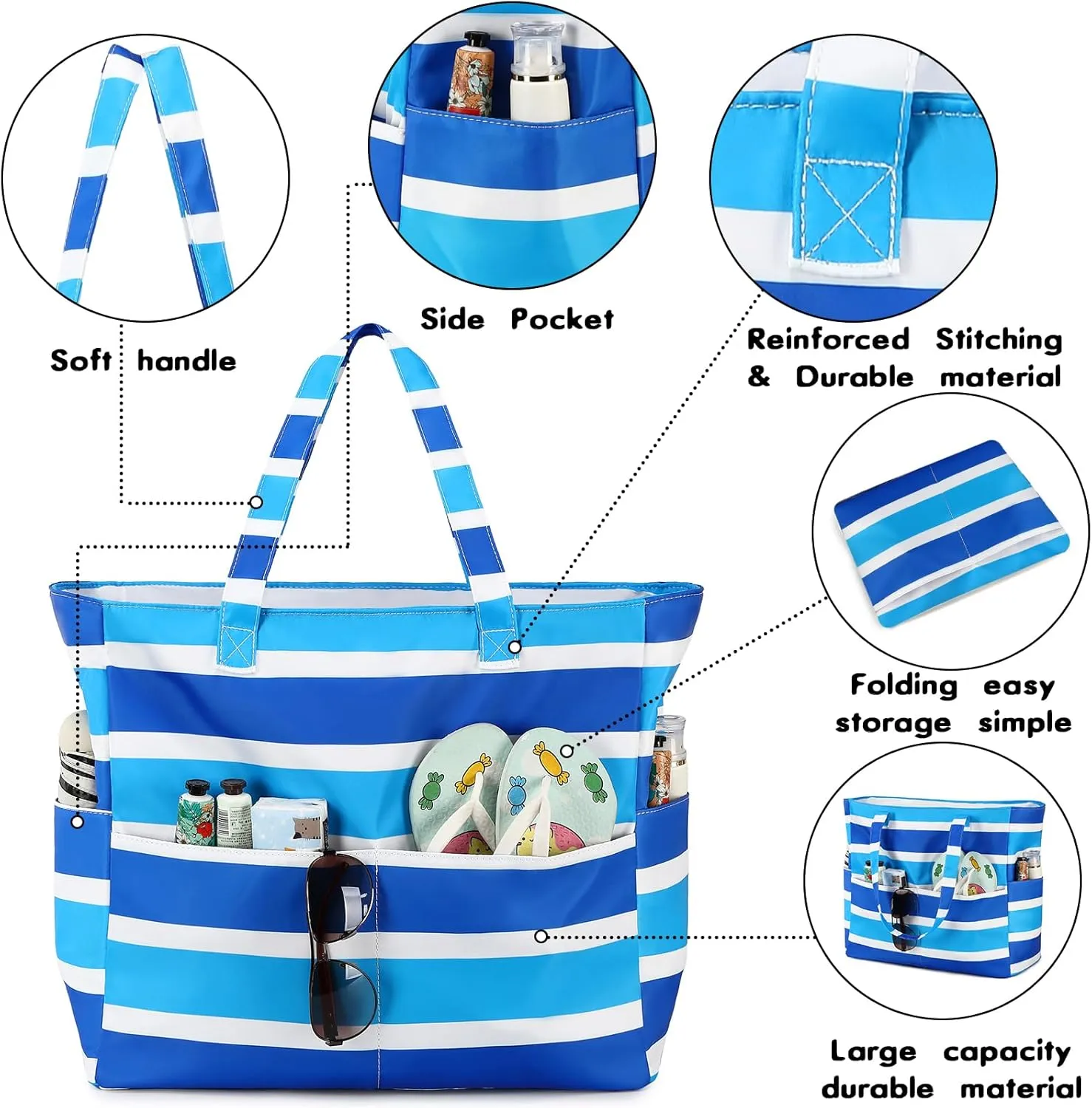 Beach Pool Bags Tote for Women Ladies Large Gym Tote Carry On Bag With Wet Compartment for Weekender Travel Waterproof