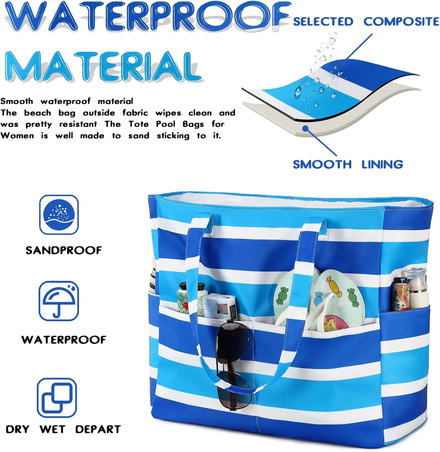 Beach Pool Bags Tote for Women Ladies Large Gym Tote Carry On Bag With Wet Compartment for Weekender Travel Waterproof
