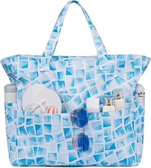 Beach Pool Bags Tote for Women Ladies Large Gym Tote Carry On Bag With Wet Compartment for Weekender Travel Waterproof