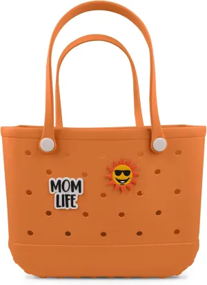 Beach Rubber Bag Tote Bag,Extra Large Waterproof Travel Women Handbag with Charms for Sports Beach Groceries Pool