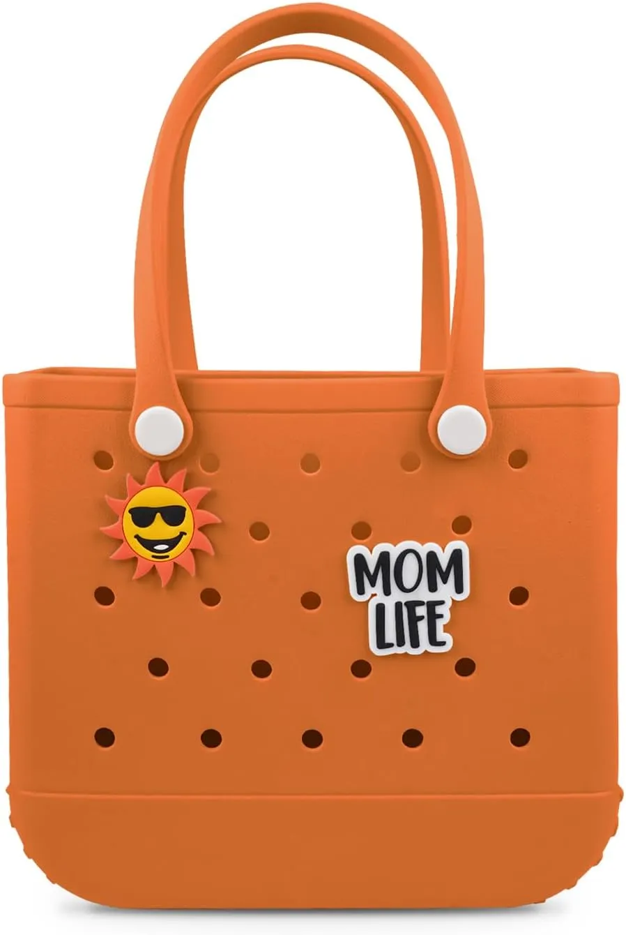 Beach Rubber Bag Tote Bag,Extra Large Waterproof Travel Women Handbag with Charms for Sports Beach Groceries Pool