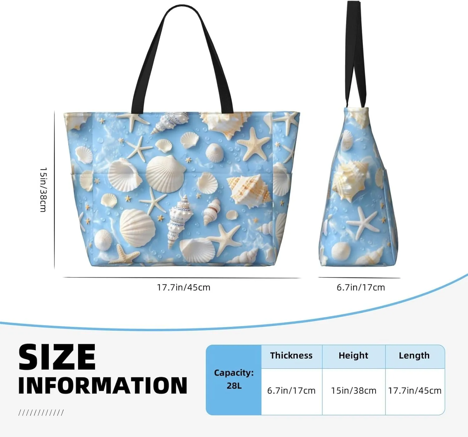 Beach Tote Bag for Women Foldable Waterproof and Sandproof Tote Bag with Zipper Print Beach Bag Large Travel Bag