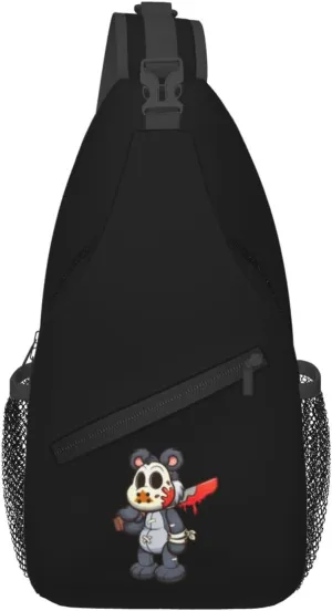 Bear With A Field Hockey Stick Crossbody Bags For Women Men Chest Backpack Gym Shoulder Bag Travel Outdoor Sports Casual Crossbody Bags
